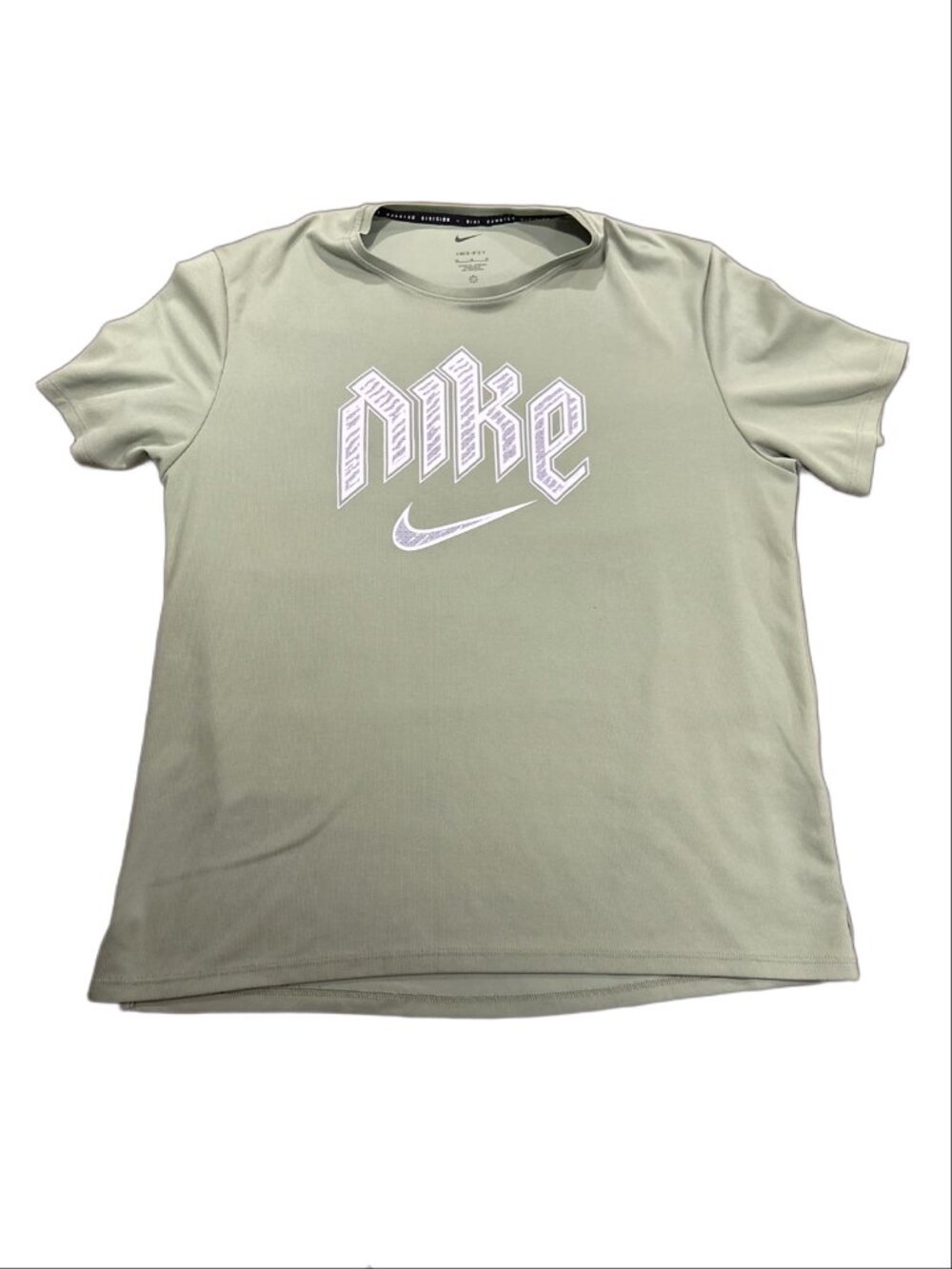 Nike Dri-FIT Running "Nike" Graphic T-Shirt - Sage Olive Green - Medium